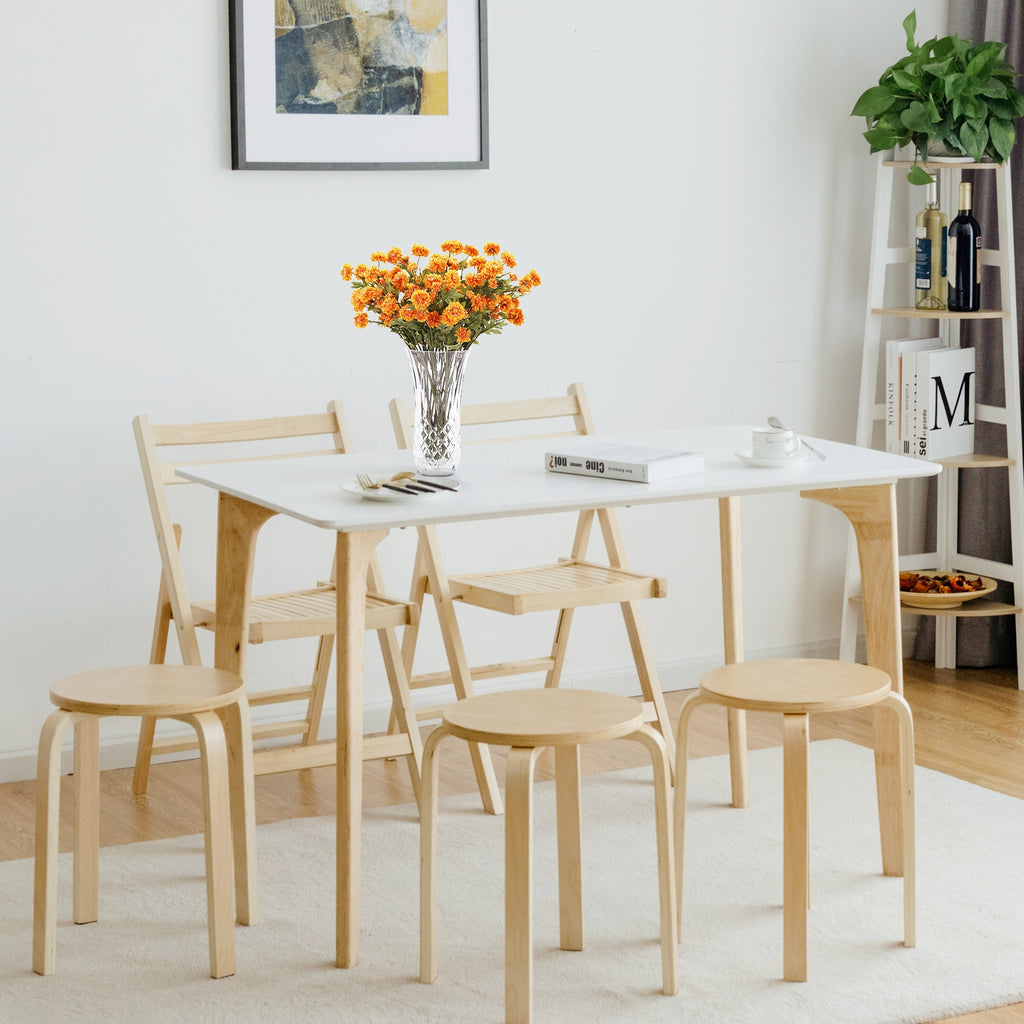 Set of 4 Stackable Bentwood Dining Chairs, Natural