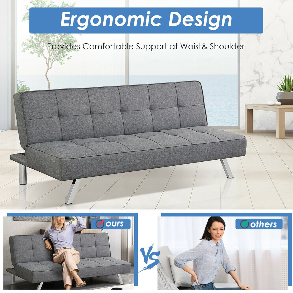 3-Seat Convertible Sofa Bed with Adjustable Angles