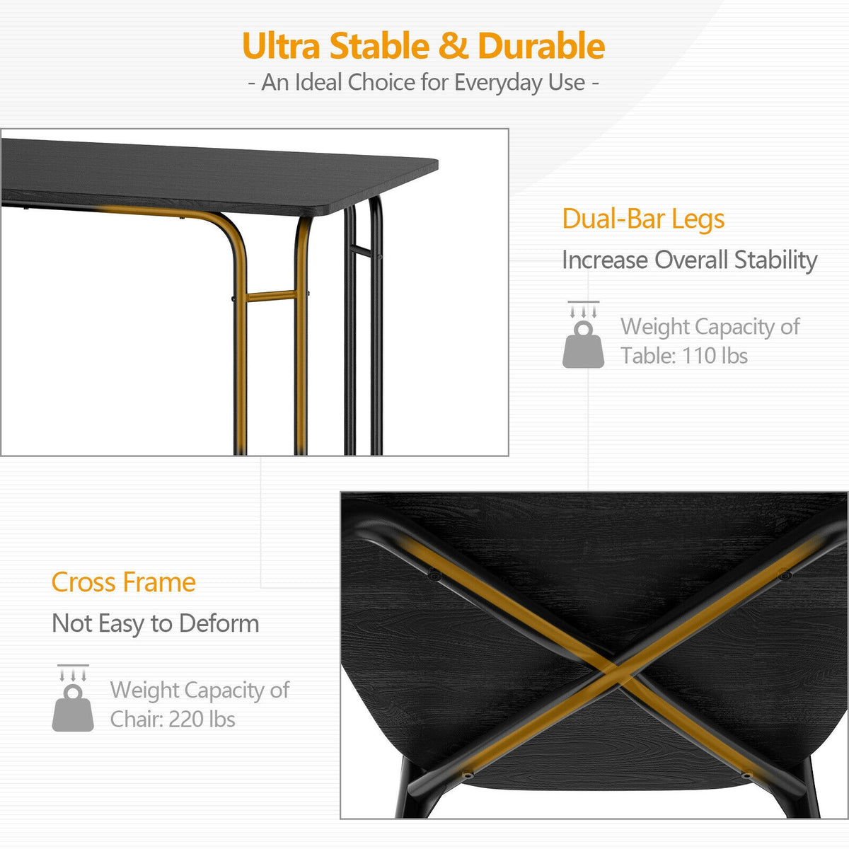 MDF Dining Table Set with 4 Chairs - 5 Piece