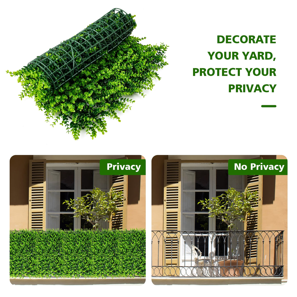 Artificial Eucalyptus Hedge Fence Panels - 16x24 Inch Privacy Screen Set of 12
