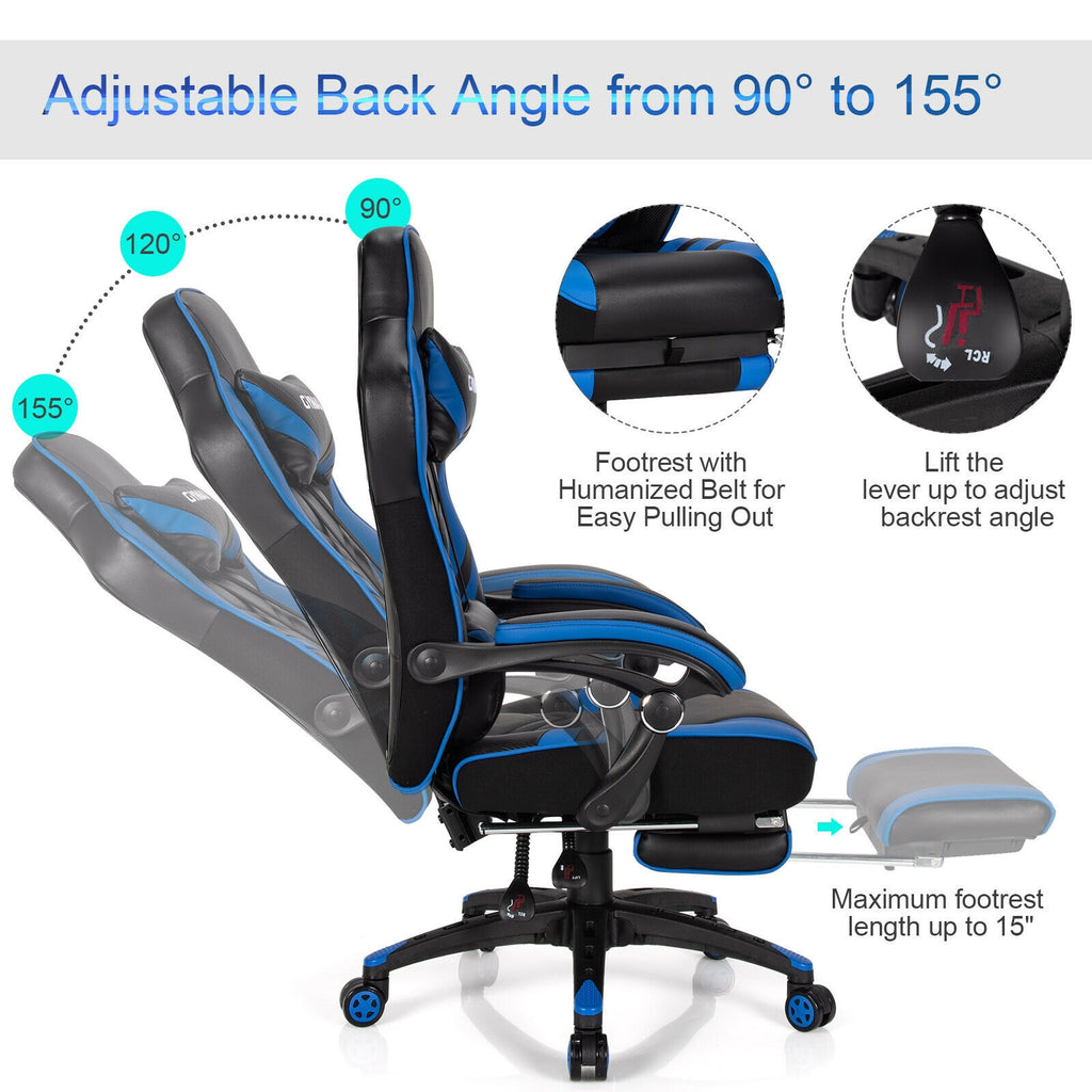 Adjustable Gaming Chair with Footrest for Home Office