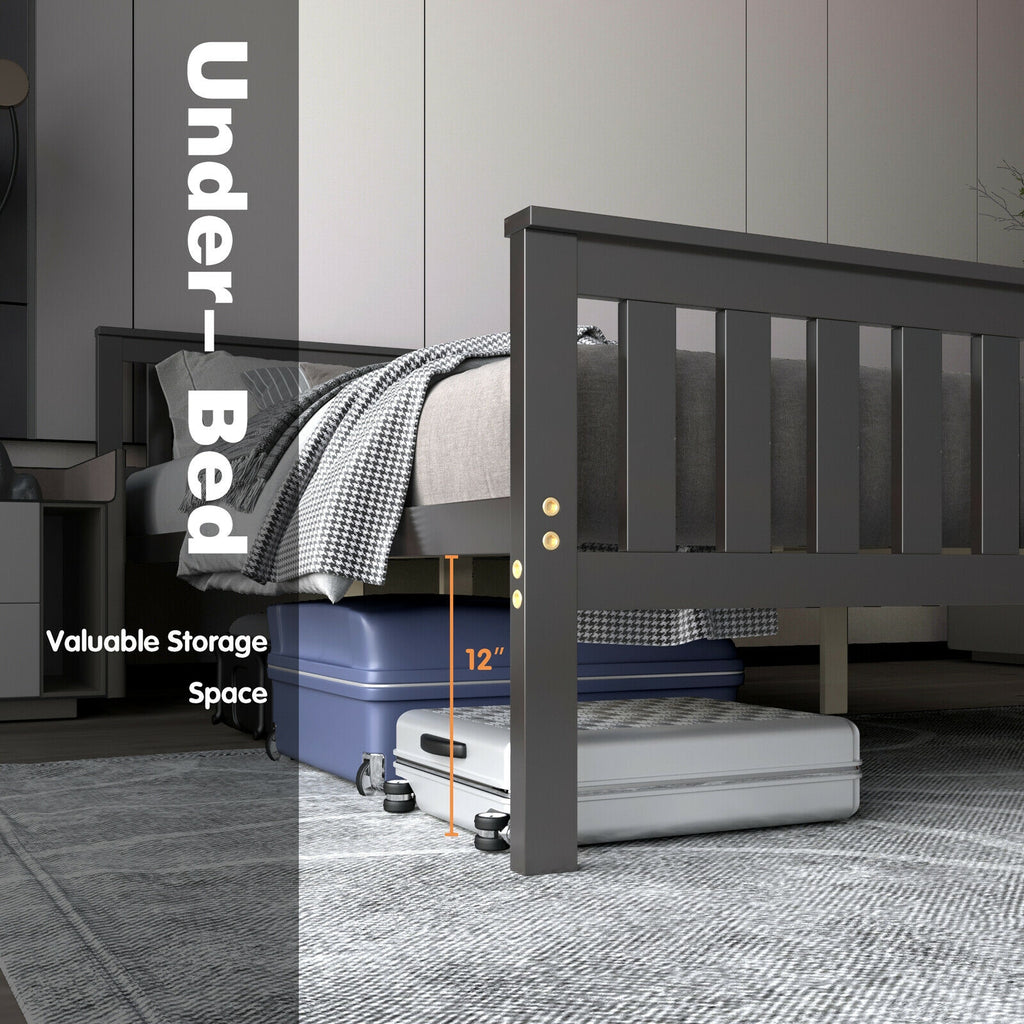 Wood Platform Bed with Headboard – Queen Size