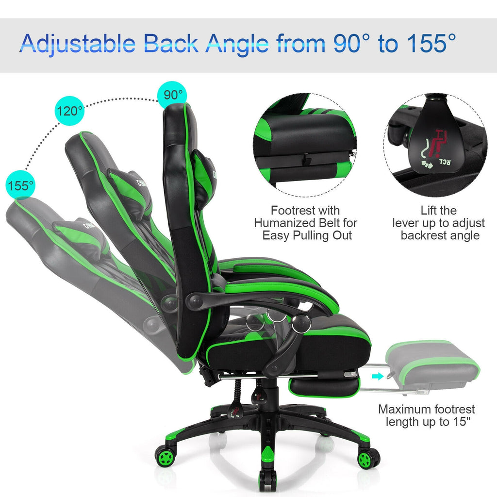 Adjustable Gaming Chair with Footrest for Home Office