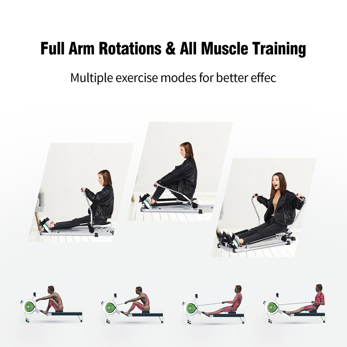 Adjustable Hydraulic Rowing Machine for Full-Body Workout - Costway