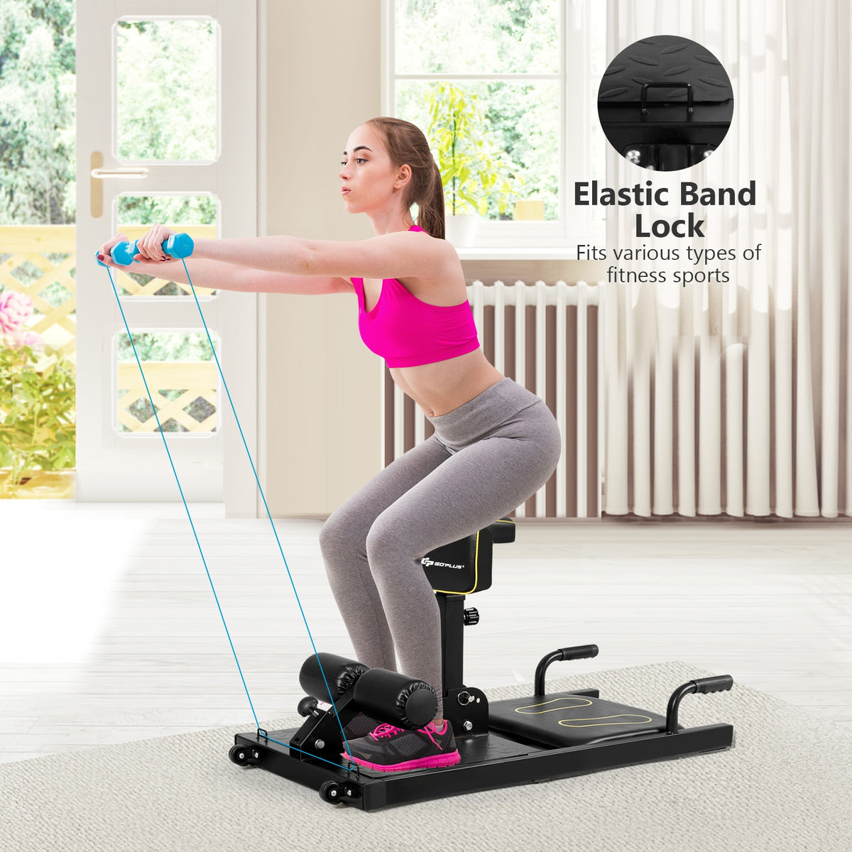 8-in-1 Home Gym Multifunction Squat Machine 39 Inch Length - Costway