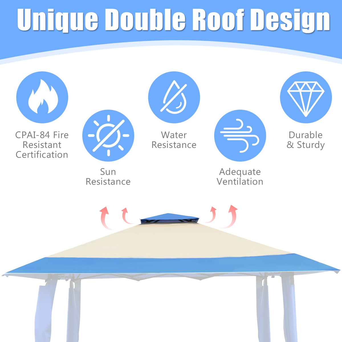 13x13 Pop-Up Gazebo Tent with Carry Bag - Blue