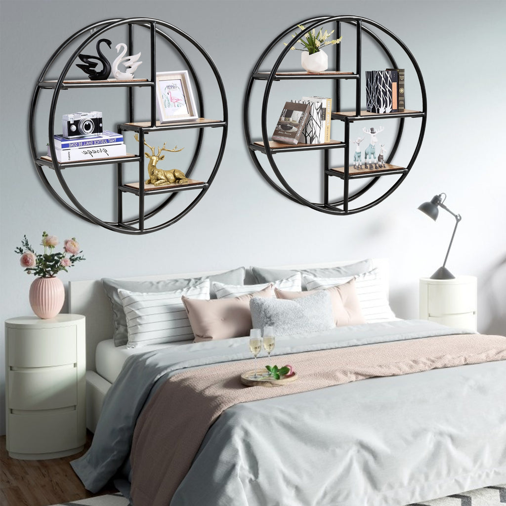 4-Tier Circular Wall Shelf – Nordic Round Storage Rack