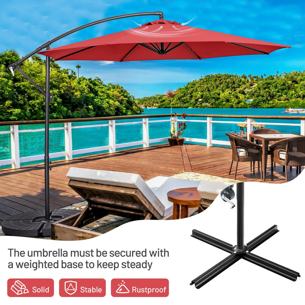 10x8 Ft Cantilever Umbrella with 8 Ribs & Cross Base, Red