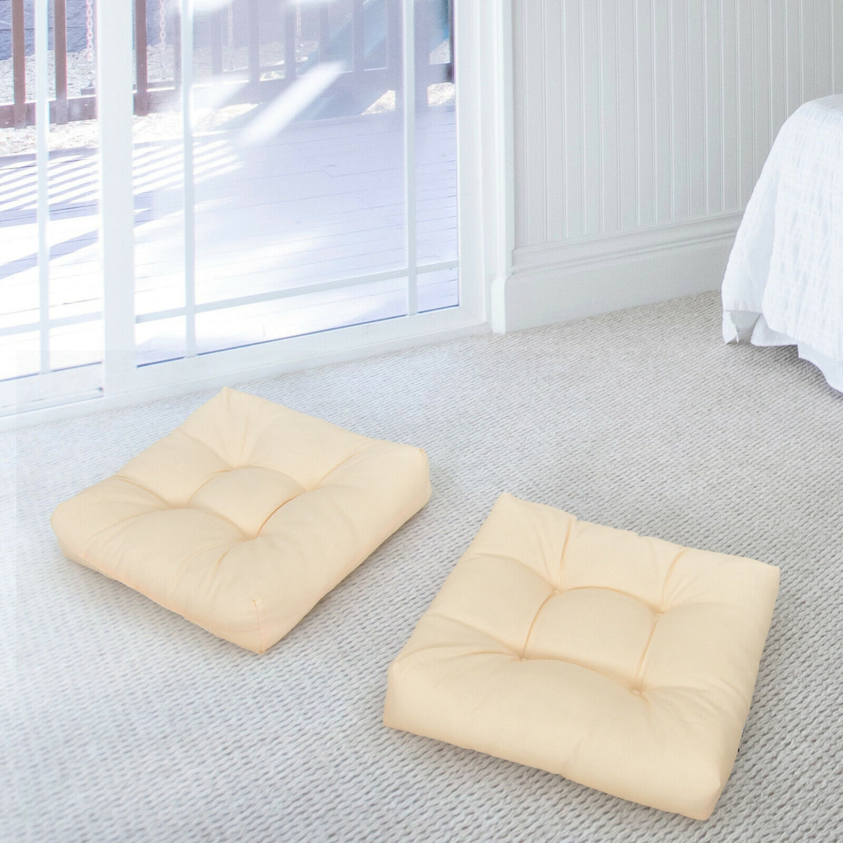 21" Patio Chair Seat Cushion Set of 2 - Beige