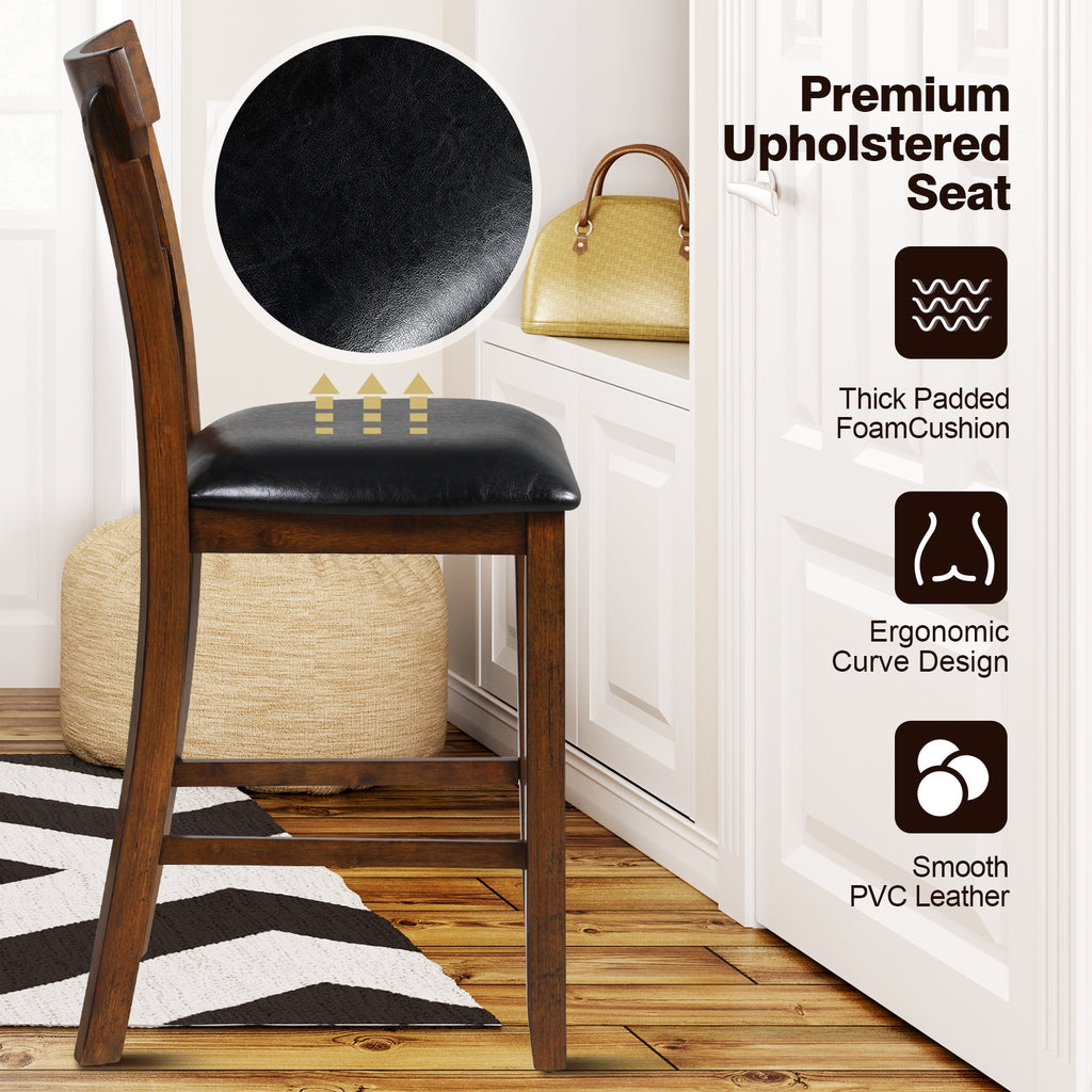Counter Height Chair Set (2-Piece) with Leather Seat - Style 1