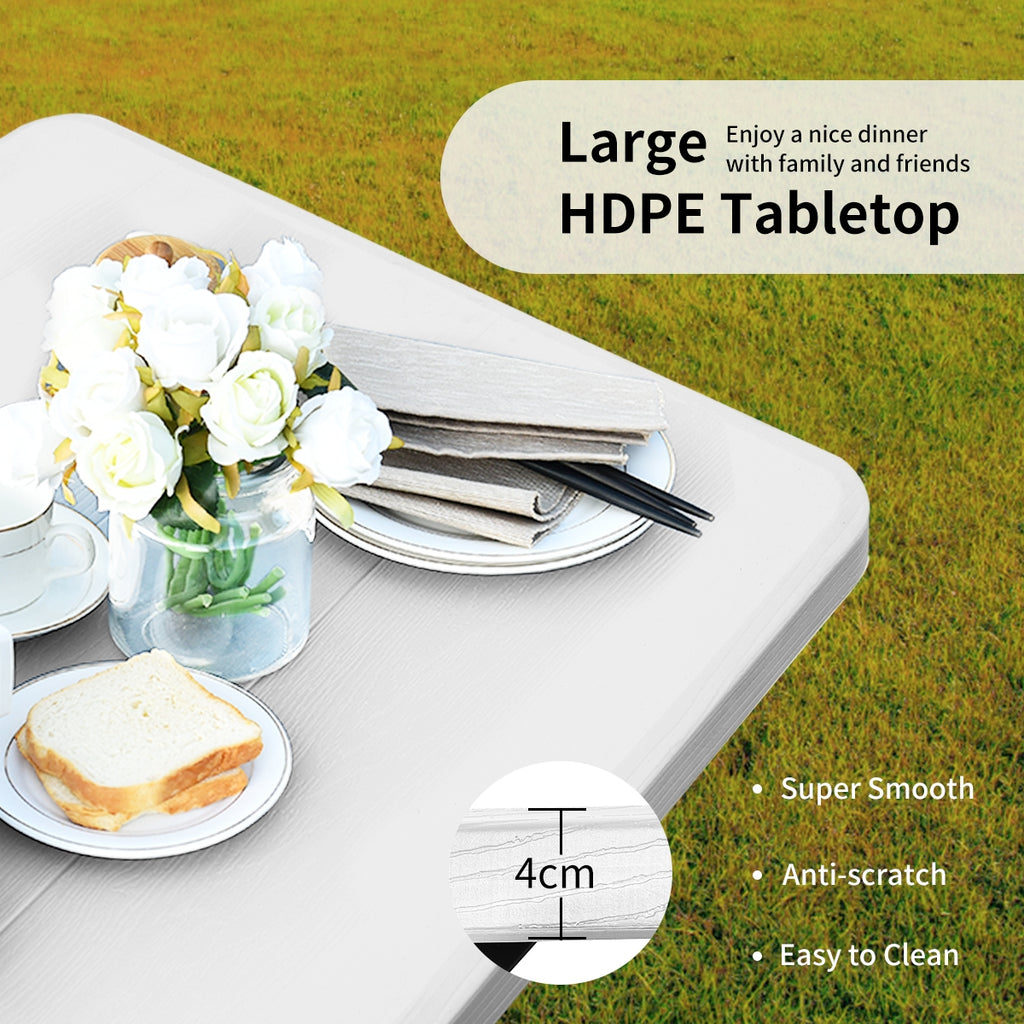 4.5 FT Outdoor Picnic Table Bench Set - White 28.5" x 54"