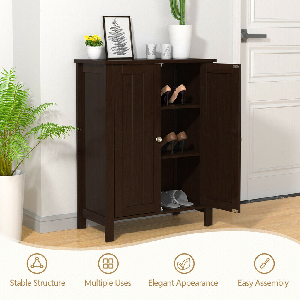 2-Door Bathroom Floor Storage Cabinet Space Saver Organizer