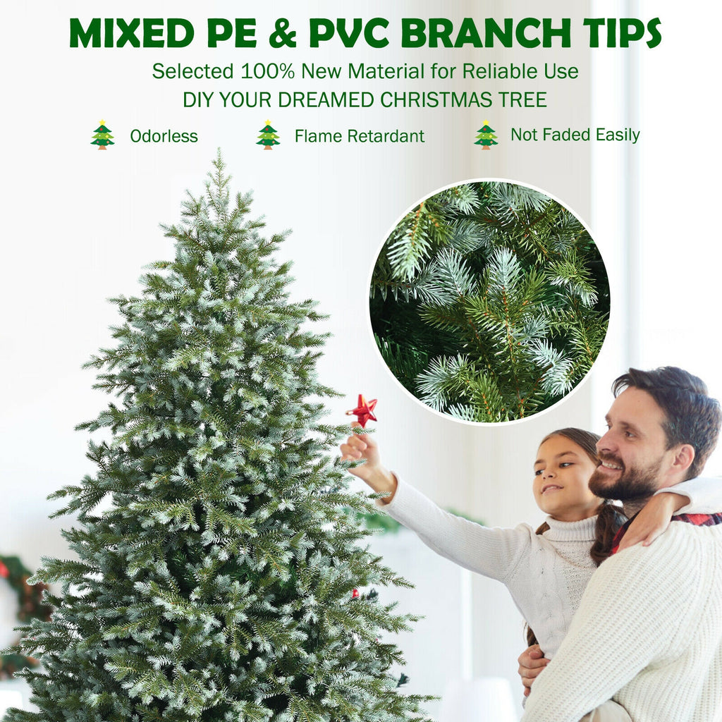 7 Ft Artificial Christmas Tree with 1260 Tips, Dense PE & PVC Branches, Space-Saving Hinged Design