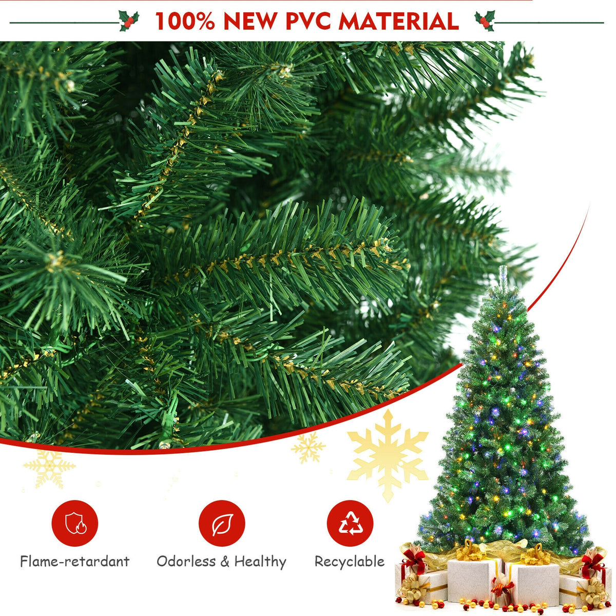 6 Ft Artificial Christmas Tree with Remote Color-Changing LED Lights