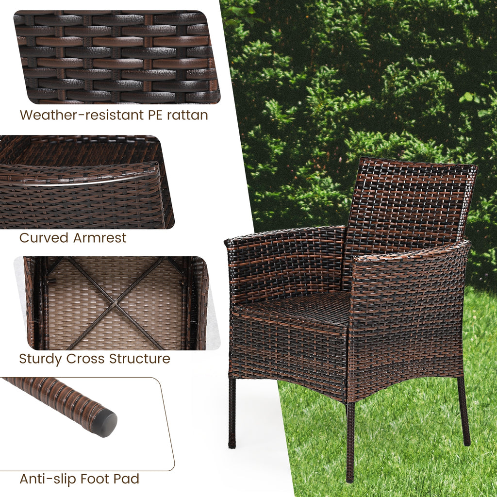 2 Pieces Outdoor PE Rattan Armchairs with Removable Cushions