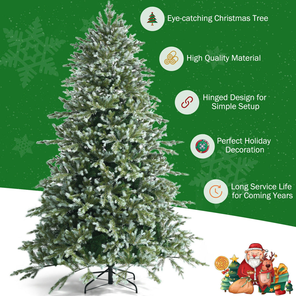 8Ft Hinged Artificial Christmas Tree with Dense PE PVC Tips & Metal Base