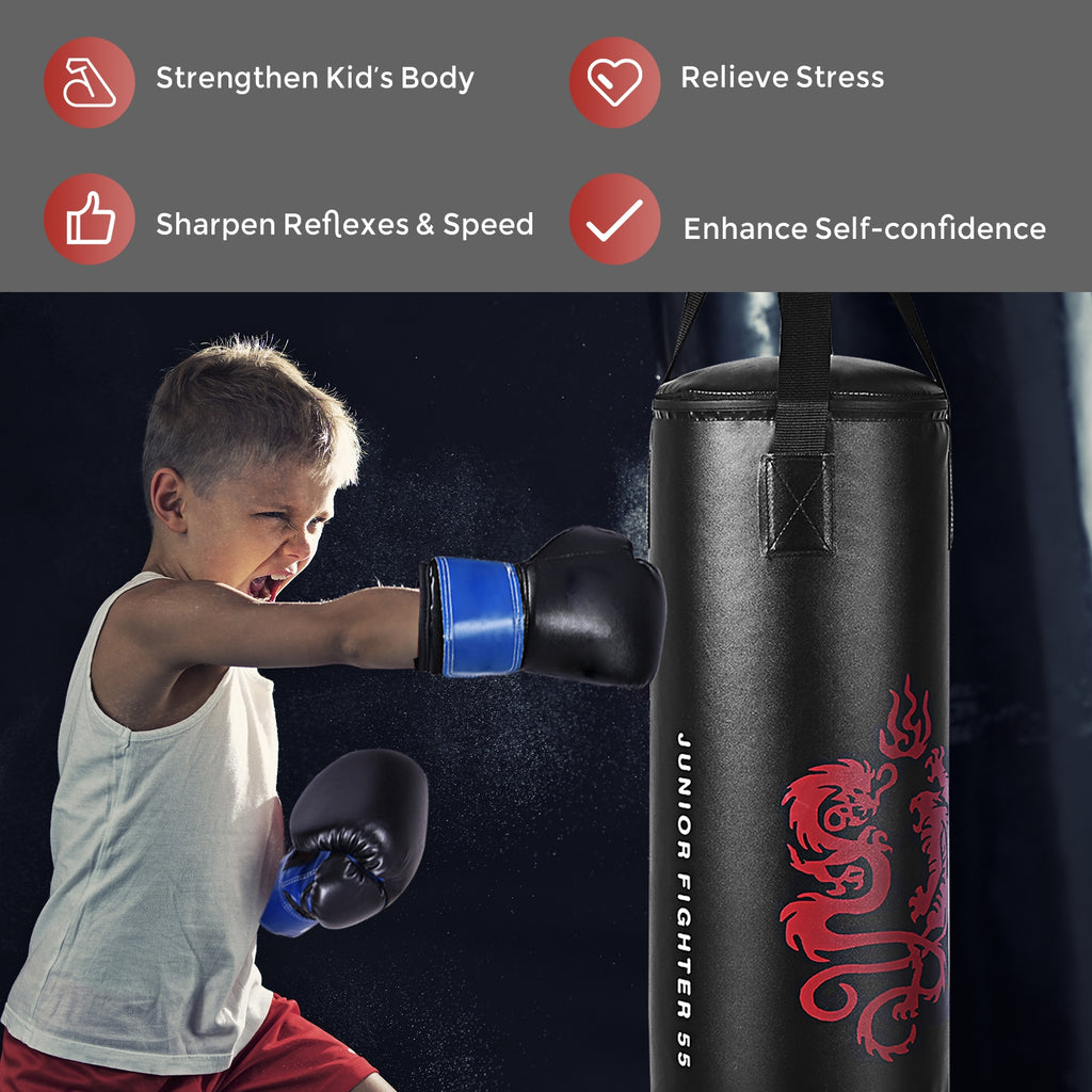 Kids Boxing & Skipping Rope Set with Punch Bag & Gloves - Teenager 24 Inch Variation
