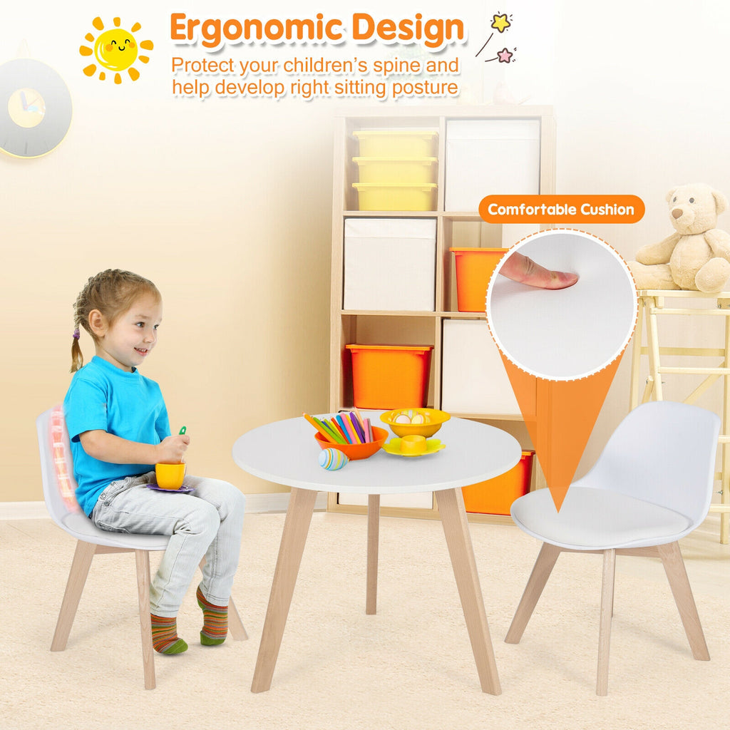 Kids Activity Play Table with Beech Legs and Cushions - White