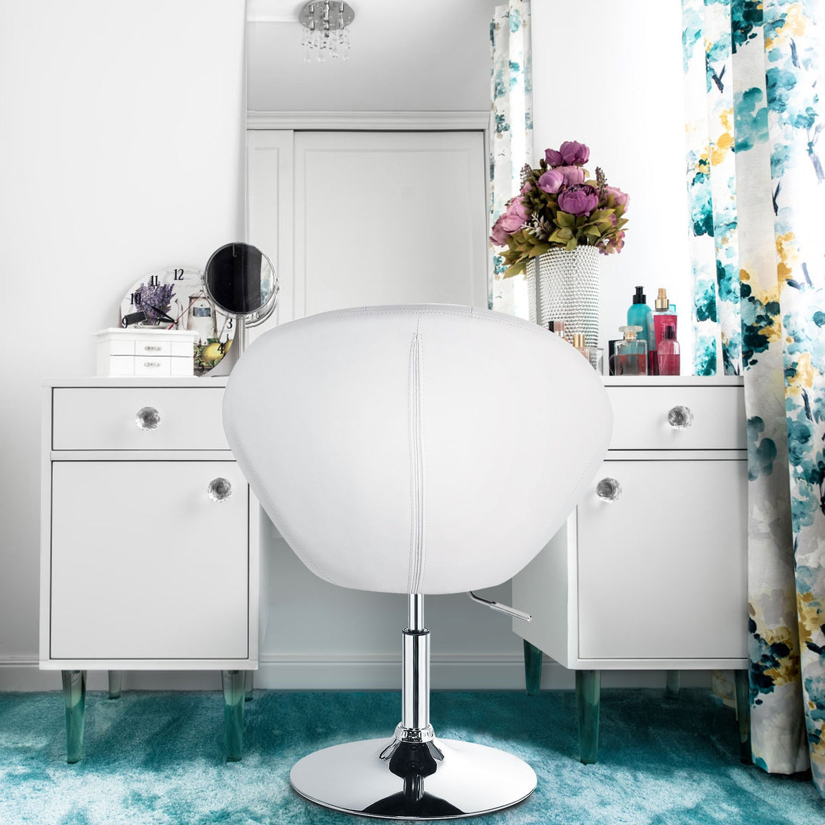 1 Piece Adjustable Modern Swivel Round Tufted Chair