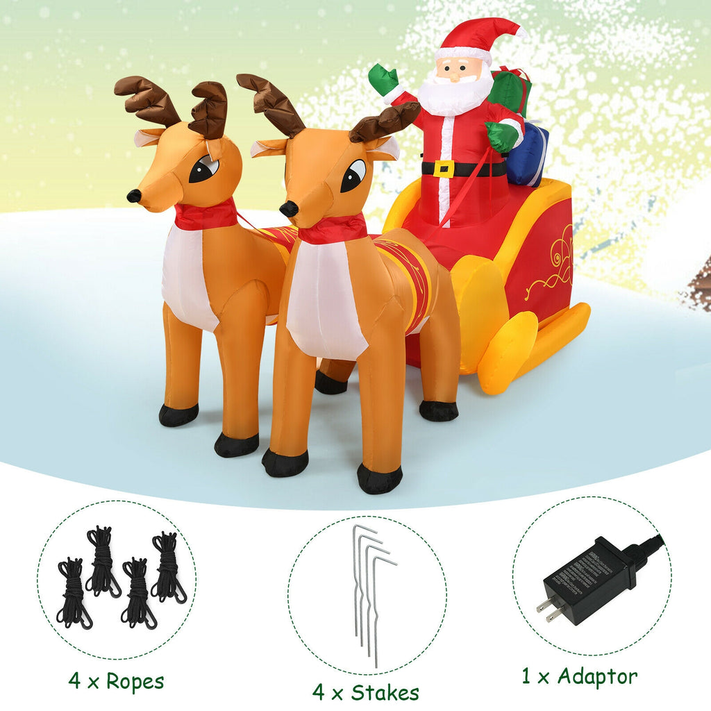 Inflatable Santa with Double Reindeer and Sled - Waterproof Outdoor Christmas Decor - Variation: Santa Claus with Double Reindeer Sleigh