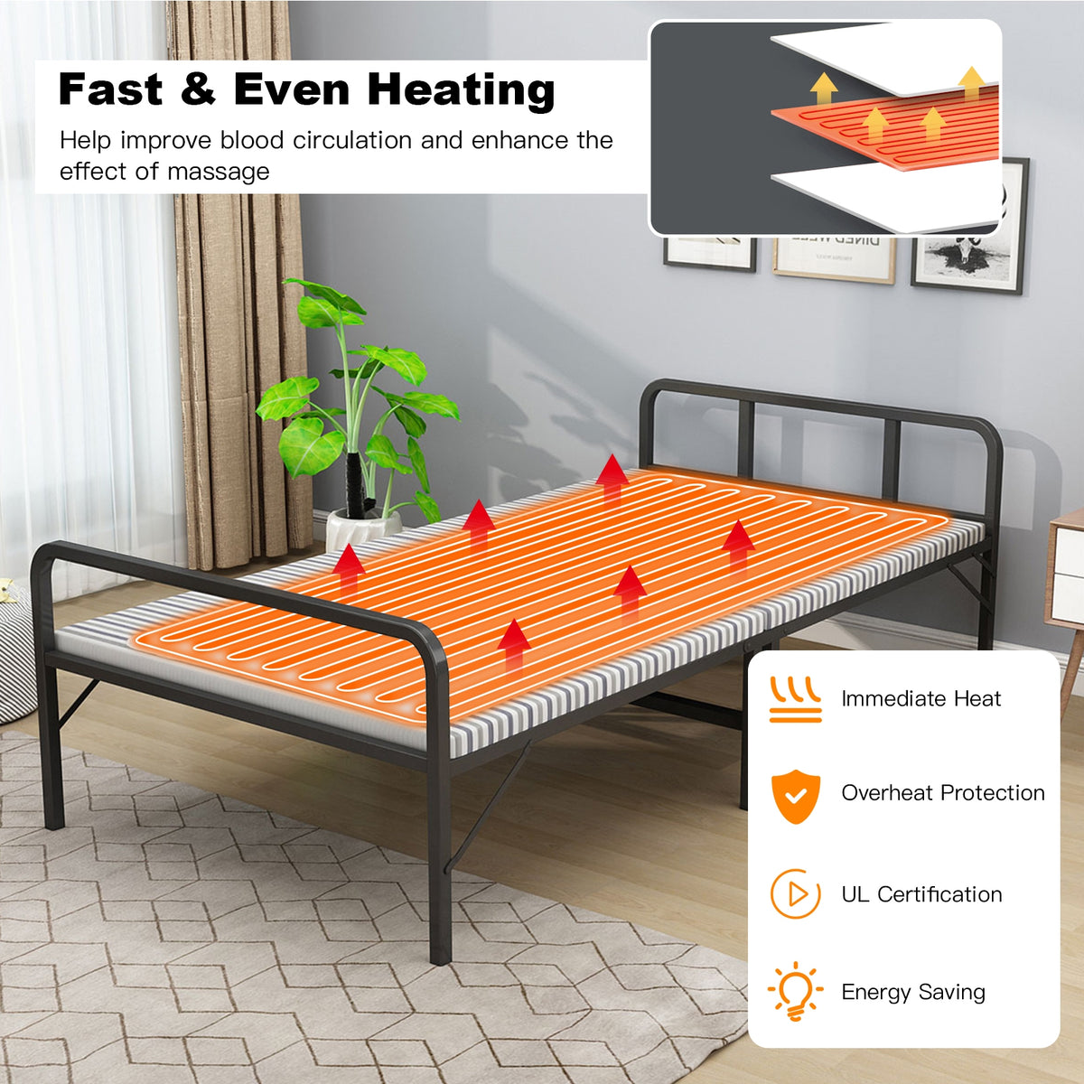 Massage Bed Heating Pad 71x31 Inch - 5 Heat Settings