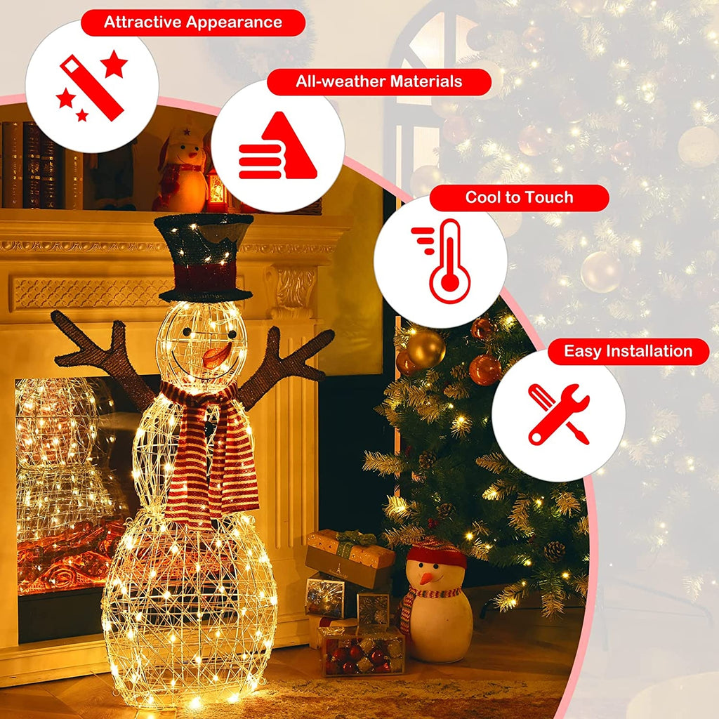 Indoor/Outdoor Christmas Snowman Lighted Decoration - Warm Light, 80 LEDs