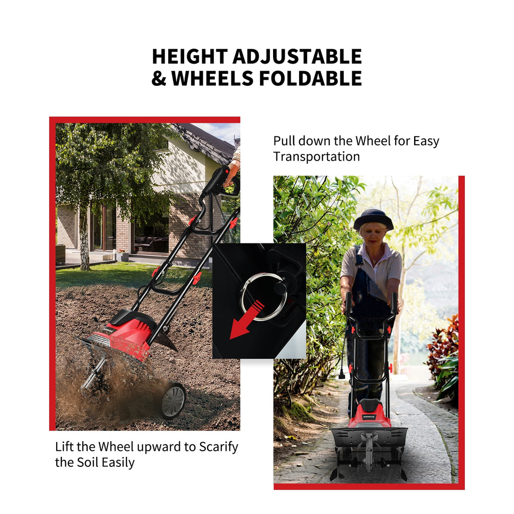 14/17 Inch 10 Amp Corded Electric Tiller and Cultivator with 9-Inch