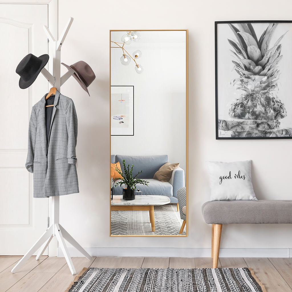59 Inch Full Length Rectangle Mirror - Large Bedroom Mirror with Golden Frame