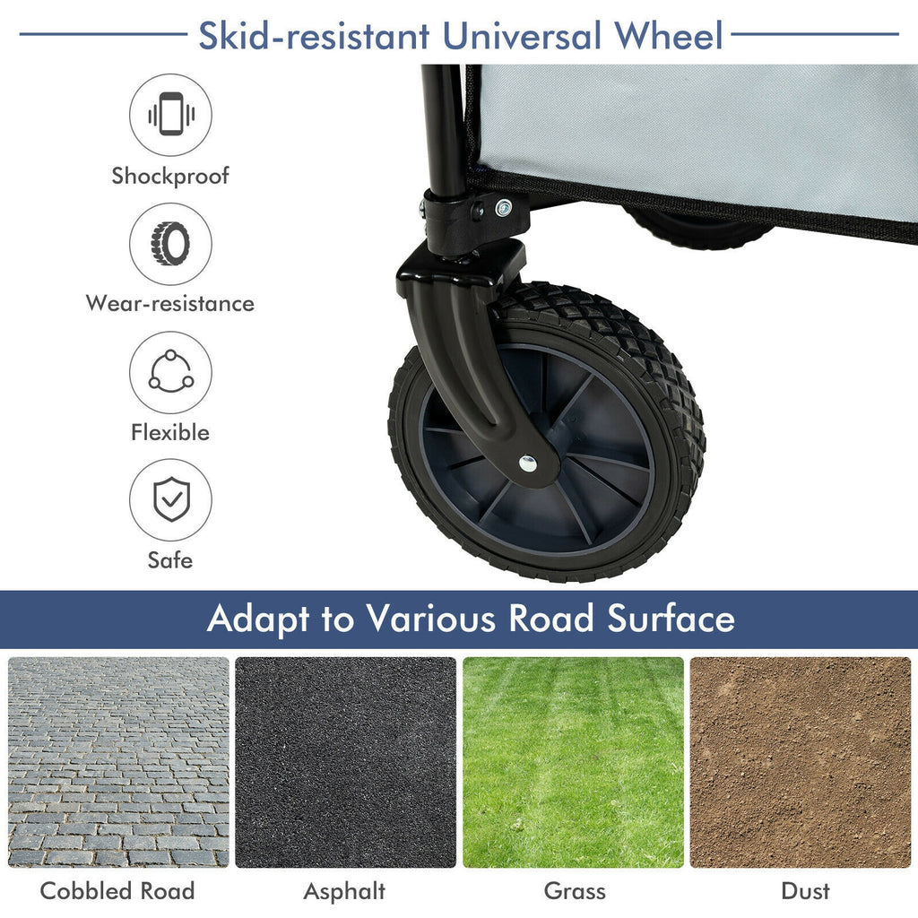 Folding Wagon Cart with Adjustable Handle - Gray