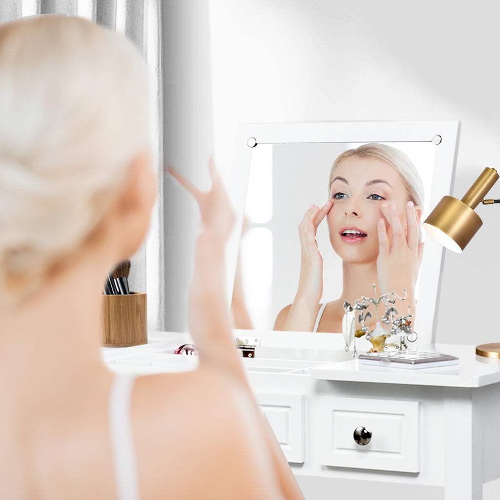 Vanity Dressing Table with Flip Top Mirror and 3 Drawers