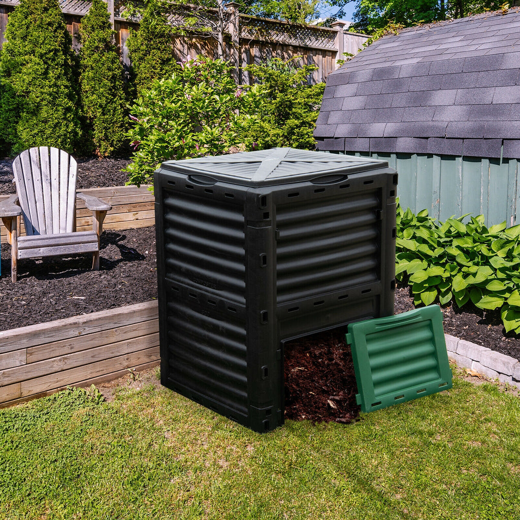 80-Gallon Outdoor Composter with Large Openable Lid and Bottom Exit