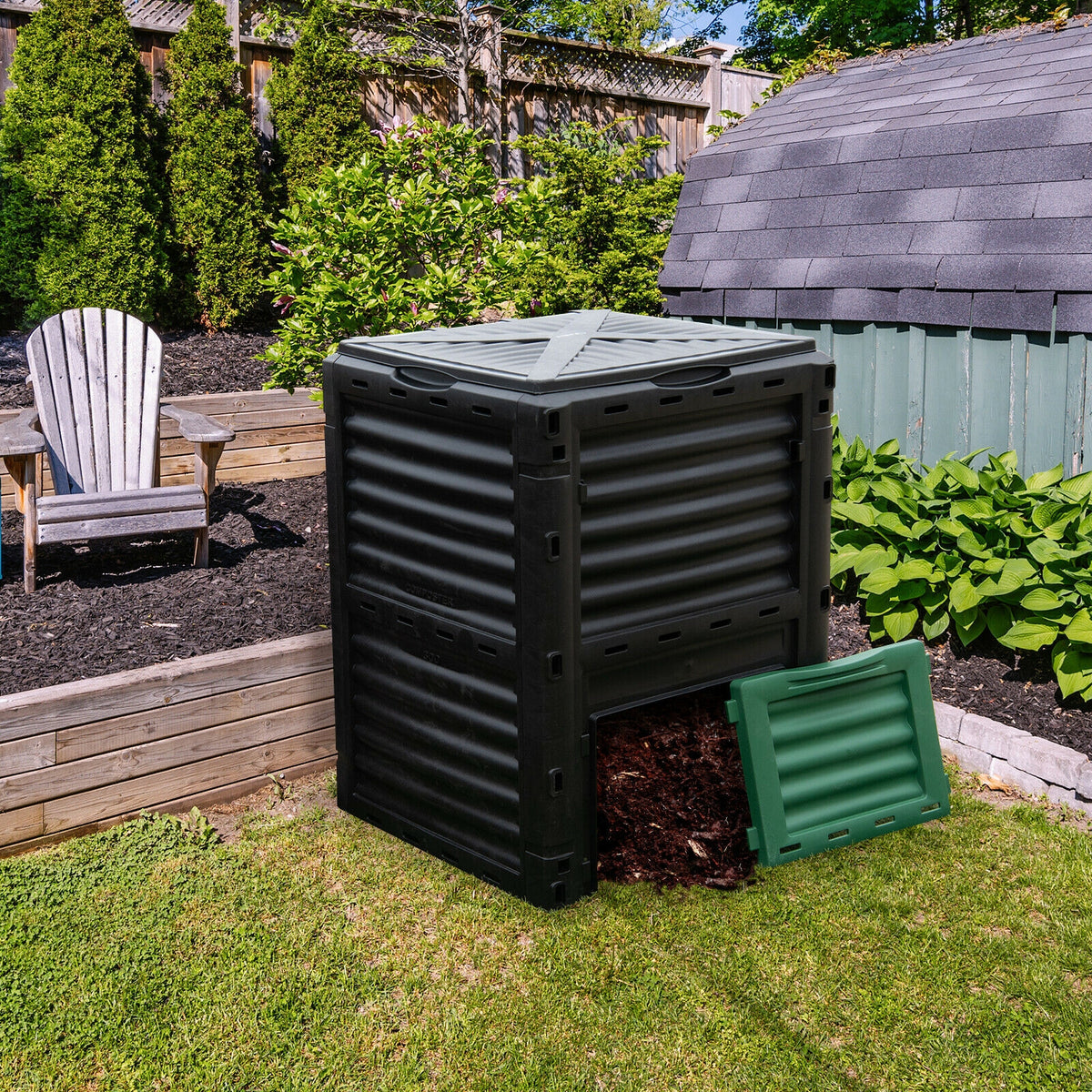 80-Gallon Outdoor Composter with Large Openable Lid and Bottom Exit