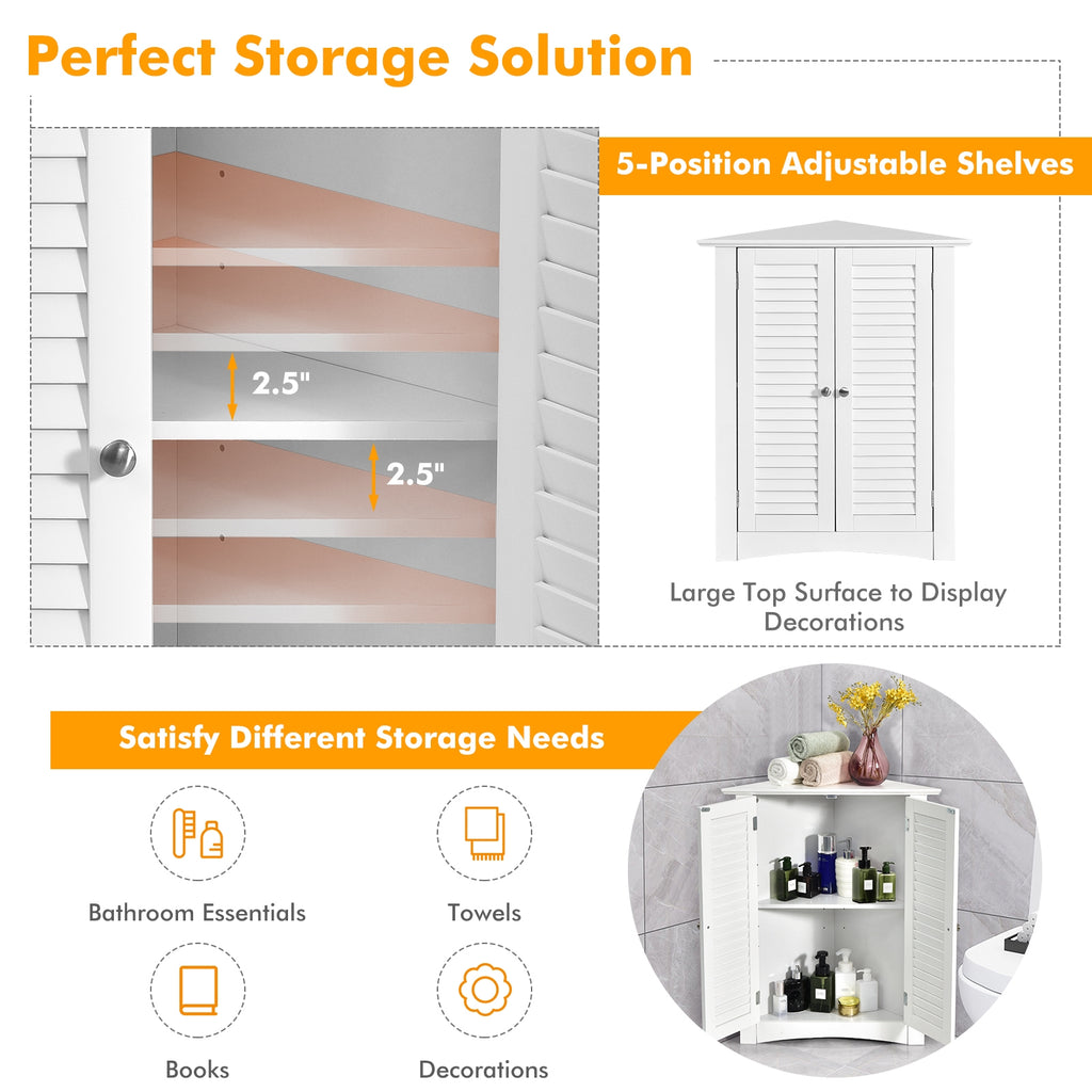 Bathroom Corner Storage Freestanding Floor Cabinet with Shutter Door