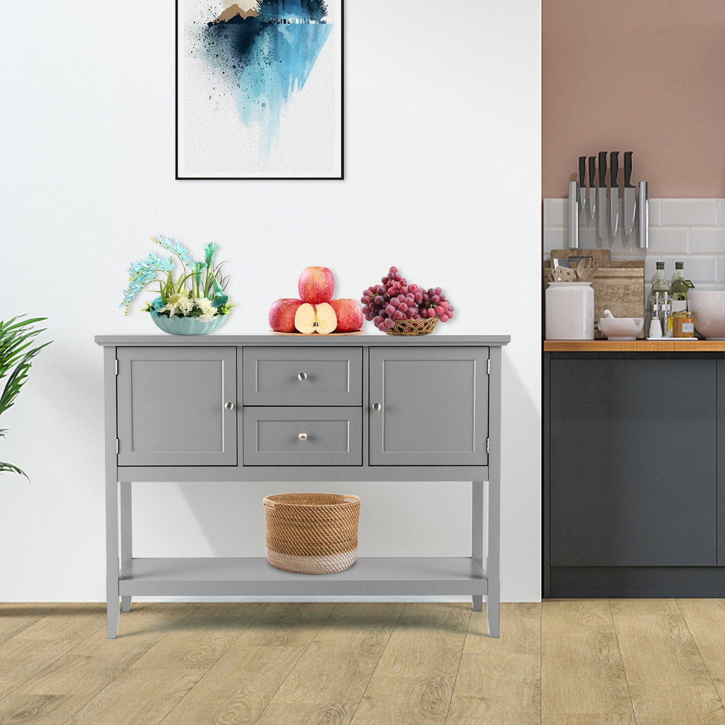 Wooden Sideboard Buffet Console Table with Drawers, Gray