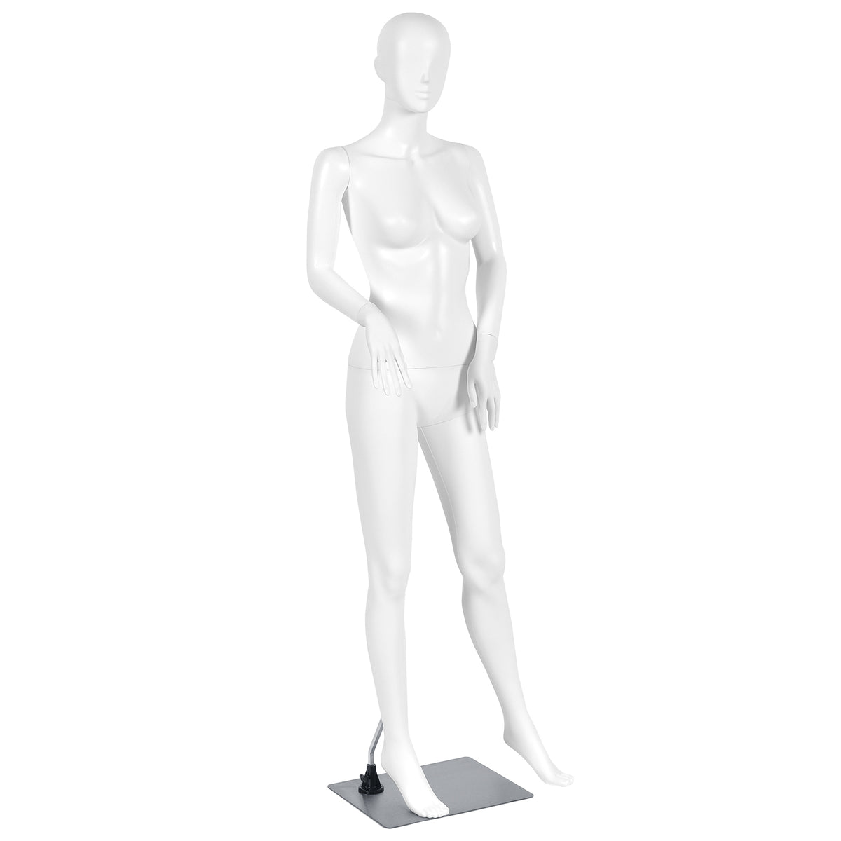 70-Inch Female Mannequin with Bent Arms & Metal Stand - Adjustable Plastic Body