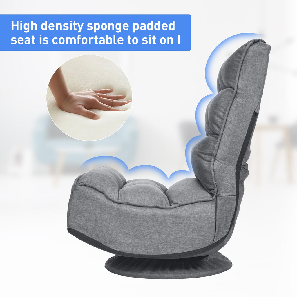 Gaming Floor Chair with Swivel Base - Gray