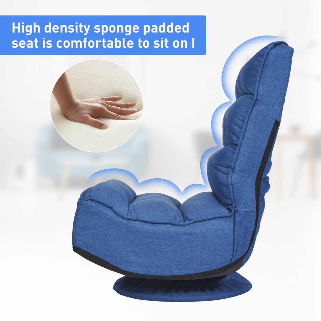 360-Degree Swivel Folding Gaming Chair - Navy