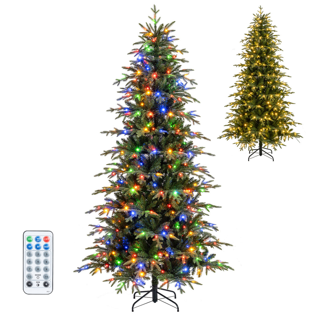 7.5 Ft Pre-Lit Artificial Christmas Tree with LED Lights, Hinged Design