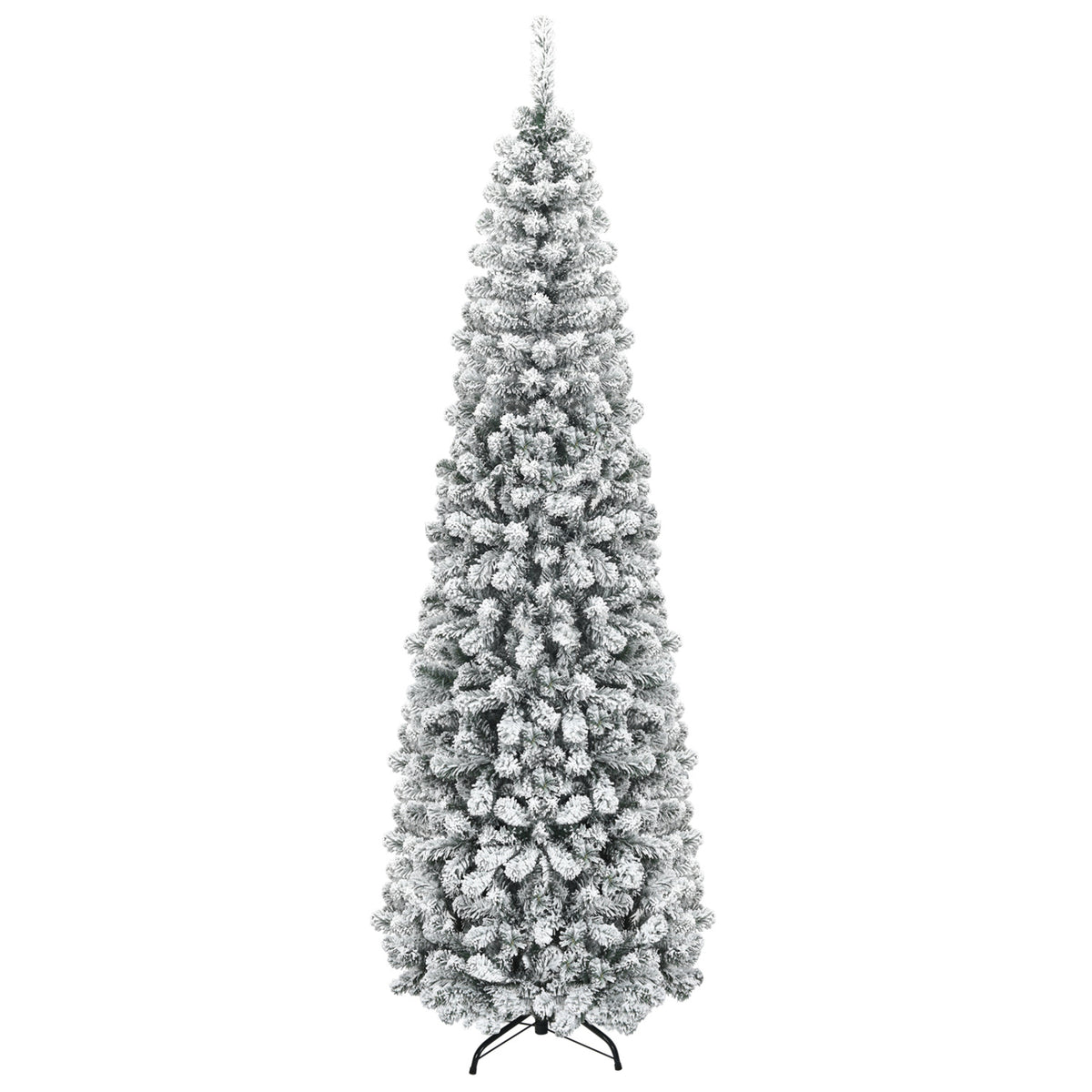 6 Feet Unlit Hinged Snow Flocked Artificial Pencil Christmas Tree with 500 Branch Tips - Space-Saving Holiday Decor