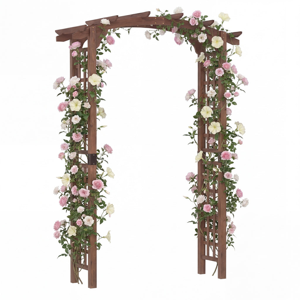 7.5 Ft Garden Arch Wooden Arbor Outdoor Wood Trellis for Climbing