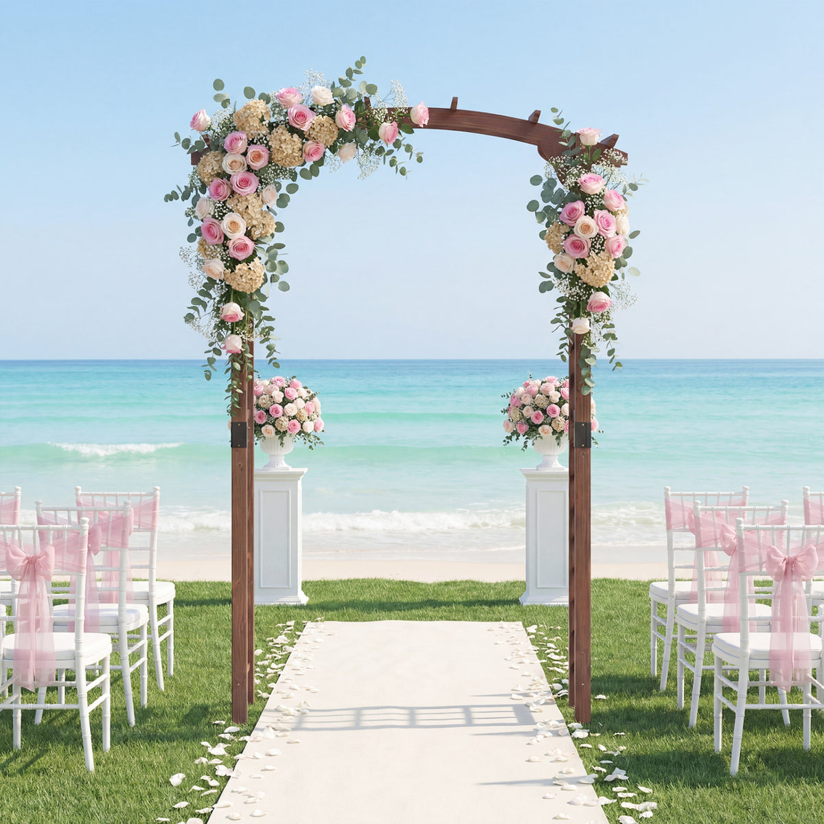 7.5 Ft Garden Arch Wooden Arbor Outdoor Wood Trellis for Climbing