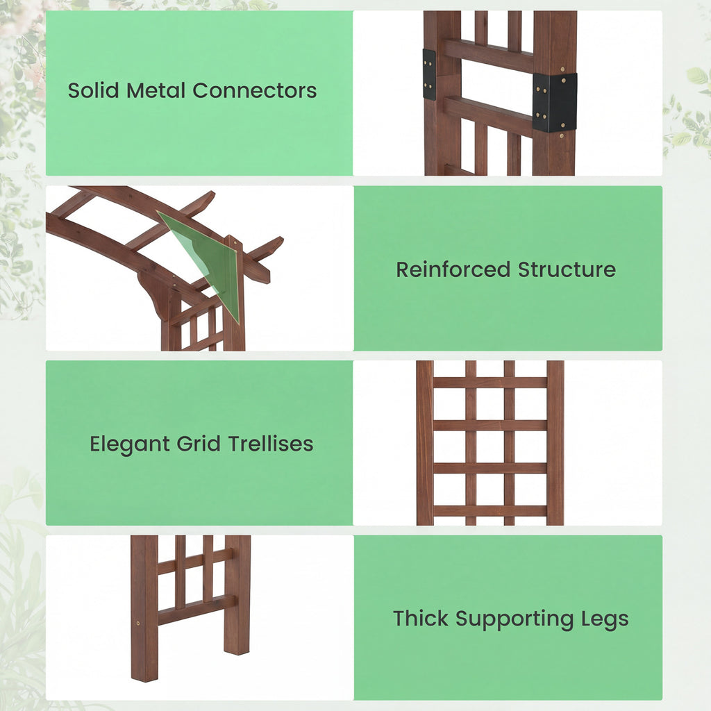 7.5 Ft Garden Arch Wooden Arbor Outdoor Wood Trellis for Climbing