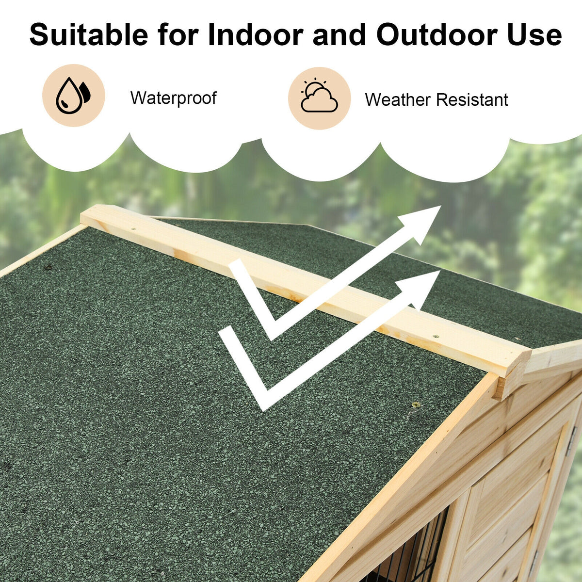 35 Inch Wooden Chicken Coop with Ramp - Durable Pet House with Ventilation & Waterproof Roof