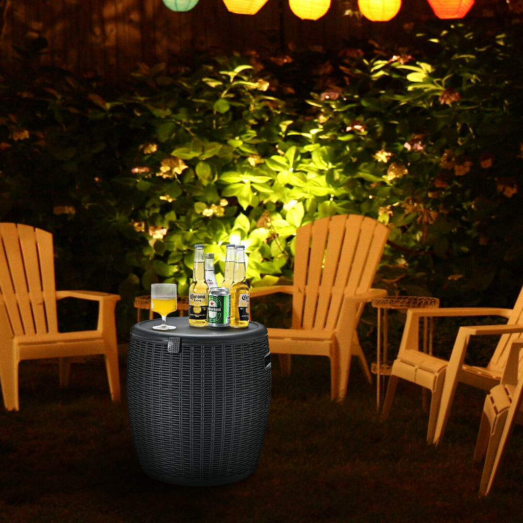 9.5-Gallon Rattan Ice Cooler Side Table - Black