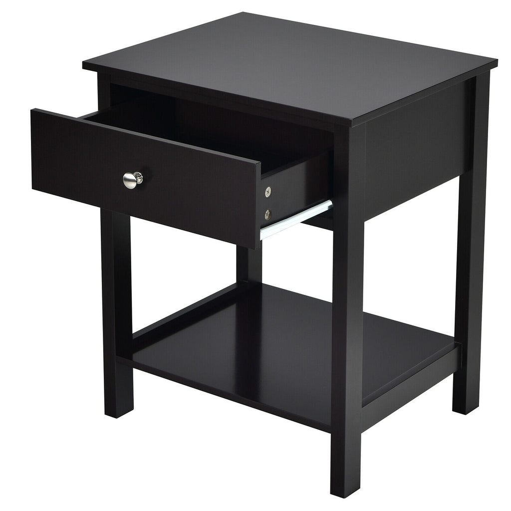 Wooden Storage Shelf with Drawer, Black