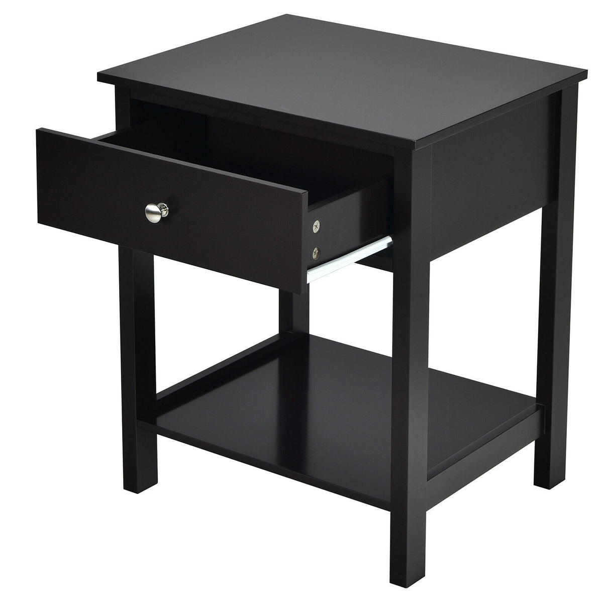 Wooden Storage Shelf with Drawer, Black