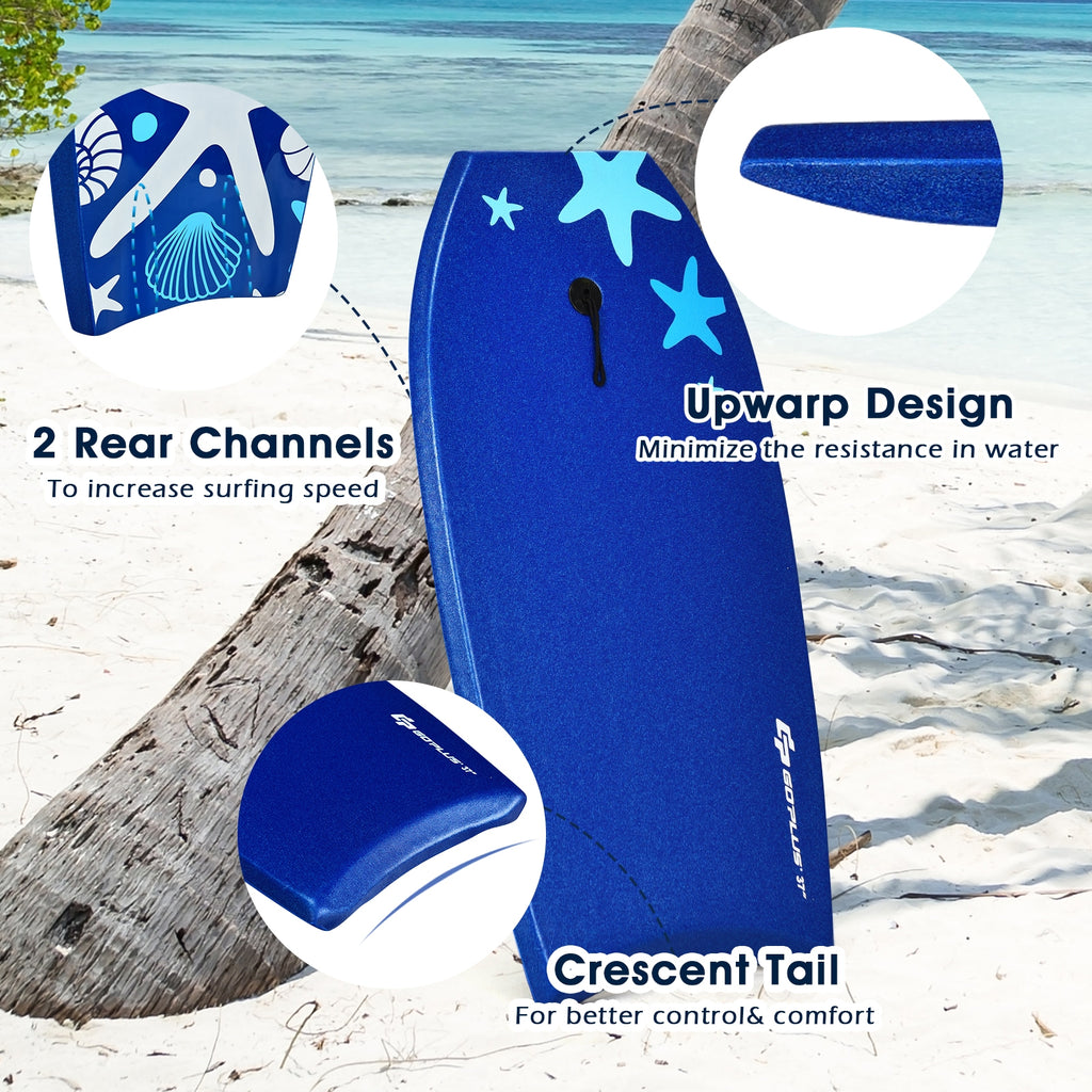 Lightweight Bodyboard S - Portable Surfing Bodyboard for Water Sports