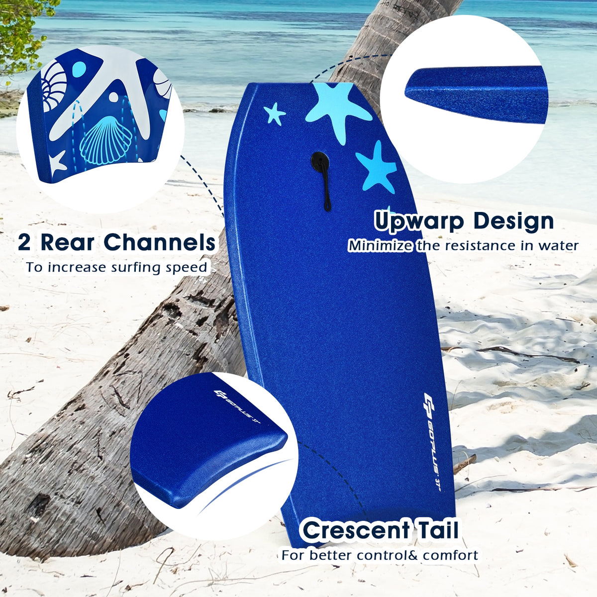 Lightweight Bodyboard S - Portable Surfing Bodyboard for Water Sports