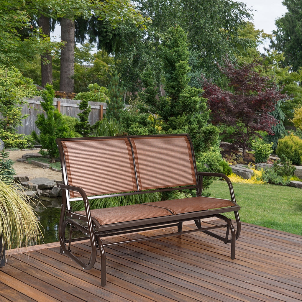 48" Swing Glider Chair Loveseat Rocker - Brown