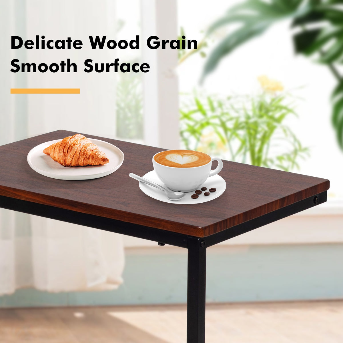 26 Inch Sofa Side Table Laptop Stand - Dark Brown